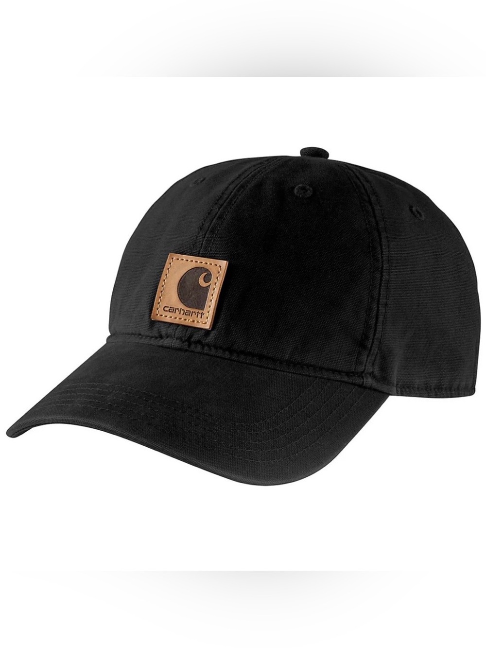 Carhartt Men's Baseball Cap Adjustable Black with Brown Logo One Size